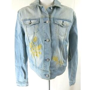 Lularoe Floral Embroidered Denim Jacket